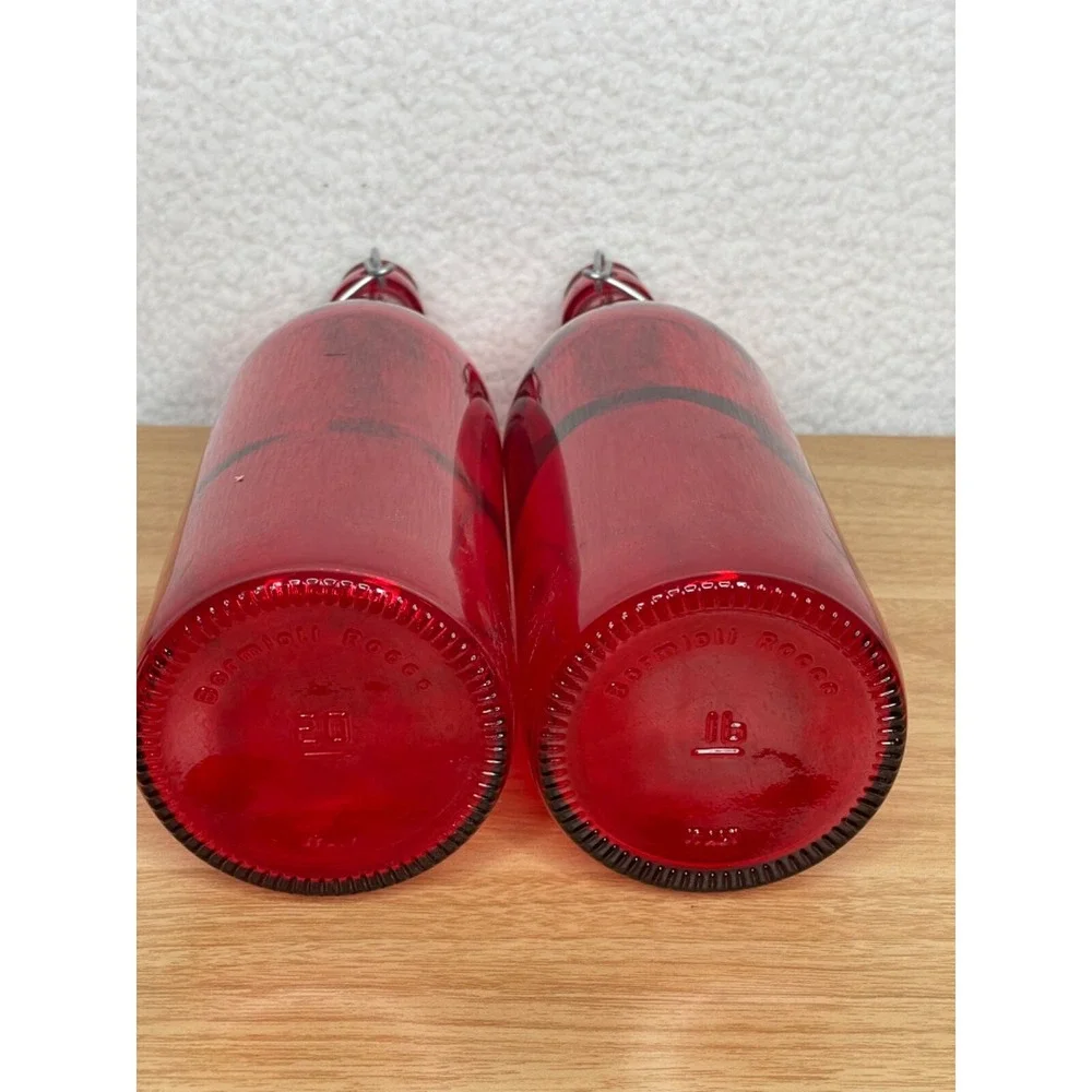 Bormioli Rocco Red Swing Top Giara Glass Bottle Set of 2‎ Made in Italy